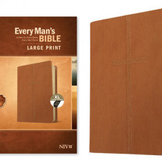Every Man's Bible Niv, Large Print (Leatherlike, Cross Saddle Tan, Indexed)