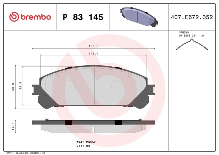 BREMBO P 83 145 PRIME LINE set placute frana,frana disc