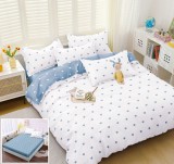 Cumpara ieftin Lenjerie Pat Azure Px035, Bumbac, 4 Piese, Cu Elastic, Alb, Albastru