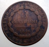 J.102 ITALIA ITALIAN STATES SARDINIA 5 CENTESIMI 1826