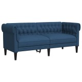 Cumpara ieftin Canapea Chesterfield cu 2 locuri, albastru, material textil