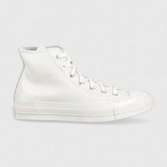 Converse tenisi de piele Chuck 70 femei, culoarea alb, A05024C