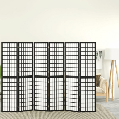 Paravan pliabil cu 6 panouri, stil japonez, negru, 240x170 cm GartenMobel Dekor foto