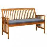 Gossi banca de gradina cu perna, 147 cm, lemn masiv de acacia