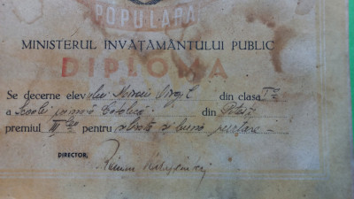 Arges Pitesti Diploma RPR Scoala Primara Catolica foto