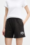 Puma pantaloni scurți culoarea negru, cu imprimeu, high waist, 685035