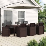 vidaXL Set de masă pentru grădină cu pernă 9 pcs Maro și Antracit PP 3430092