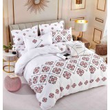 Lenjerie pat single,bumbac finet,4 piese,cearceaf normal,motiv traditional cu romburi-A823