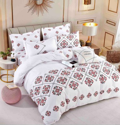 Lenjerie pat single,bumbac finet,4 piese,cearceaf normal,motiv traditional cu romburi-A823 foto