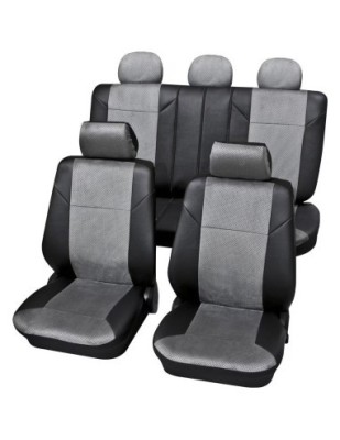 Set Huse Scaun Universale Din Piele Ecologica Petex Gri foto