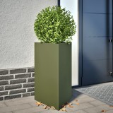 Cumpara ieftin Jardiniere grădină, 2 buc., verde, 50x43x75 cm, oțel, triunghi