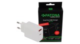 Adaptor PATONA Premium PD18W 5V/3.0A 9V/2.0A 12V/1.5A cu 1xUSB-C 1xUSB-A PD3.0 QC3.0 alb