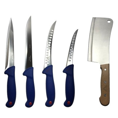 Set profesional de macelarie, injunghiat, transat, dezosat, filetat, satar si 4 cutite foto