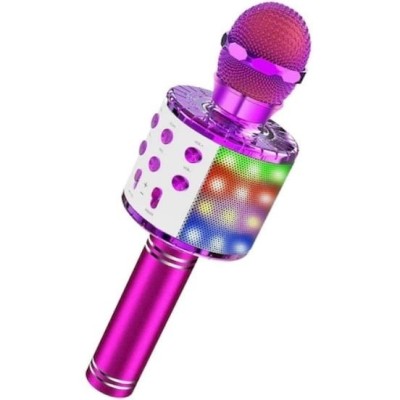 Microfon karaoke FOXMAG24, profesional cu boxa inclusa, SD Card, USB, AUX, Pink foto