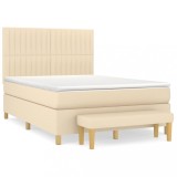 Cumpara ieftin Pat box spring cu saltea, crem, 140x200 cm, textil