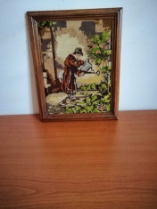 Tablou cusut Goblen rama lemn, fara sticla protectie 27.5x21.5 cm foto