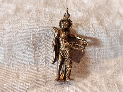 MEDALION splendid PESCAR CHINEZ cu PESTE pe TAVA si in MANA exceptional RAR foto