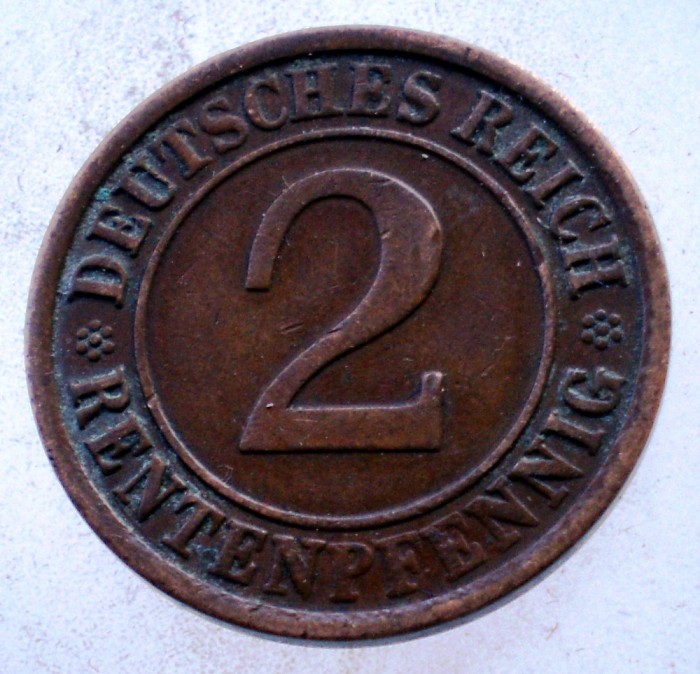 7.709 GERMANIA WEIMAR 2 RENTENPFENNIG 1924 J