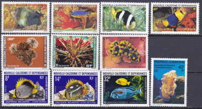 DB1 Fauna Marina Pesti 1973 Noua Caledonie Ani diferiti 11 v. MNH foto