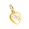 Pandantiv din aur de 9K - motiv inimă cu sidef, cu cadru subțire neted, model &bdquo;INFINIT&rdquo;