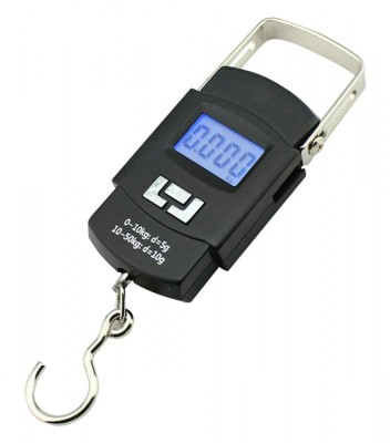 Cantar Electronic cu Carlig de Buzunar, Greutate maxima 50 Kg, Functie HOLD, Negru foto