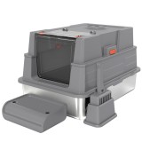 PawHut Litieră XXL din oțel inoxidabil 130 L cu capac rabatabil 180&deg;, pereți &icirc;nalți, lopățică, pedală 70x50x43cm Gri | Aosom Romania