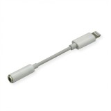 Adaptor iPhone Lightning MFI la jack stereo 3.5mm T-M 0.13m Alb, Roline 12.03.3214*