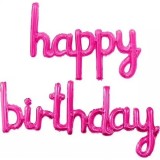 Set baloane din folie metalizata, flippy, model happy birthday, 45x85 cm, 45x124cm, baloane party, ambalaj individual, pai inclus, umflare cu aer sau