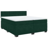 Cumpara ieftin Pat box spring cu saltea, verde inchis, 200x200 cm, catifea