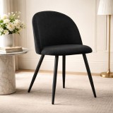 Scaun bucatarie/living, Artool, Bello, catifea neagra, picioare metal negru, 46x42.5x76.5 cm