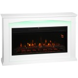 HOMCOM Șemineu electric 1000W/2000W, șemineu decorativ fals, efect flacără cu 5 niveluri reglabile, 121x25x77cm, alb | Aosom Romania