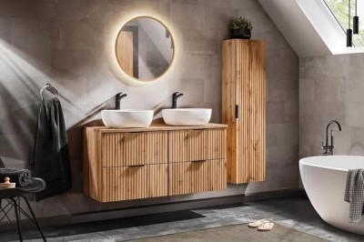 Set Mobilier baie, MDF, 7 piese, 120 cm, Adel Stejar foto