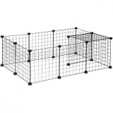 Tarc Modular Animale Mici 24 Panouri, 72x110x110cm, Negru - Cobai, Iepuri, Hamsteri, Caini, Pisici - Interior/Exterior