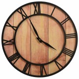 Ceas de perete, maro si negru, 39 cm, fier si MDF