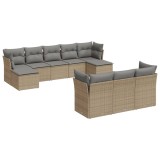 Cumpara ieftin Set canapele de gradina cu perne, 10 piese, bej, poliratan