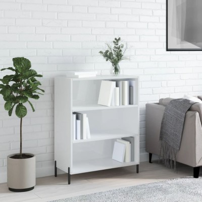vidaXL Dulap cu rafturi alb extralucios 69,5x32,5x90 cm lemn compozit foto