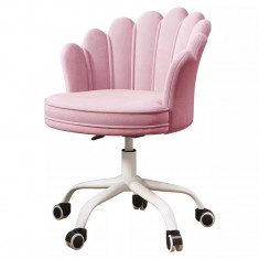 Scaun de birou, din catifea, elegant, ergonomic inaltime 74-84 cm, roz, buz foto
