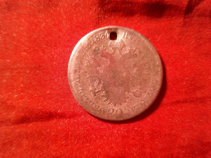 Moneda Austria 20 kreuzer 1834 argint Francis II - tocita si gaurita