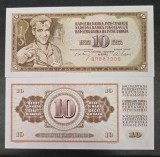 IUGOSLAVIA 10 DINARA / DINARI 1968 a UNC [1] P - 82b ( Nr de serie cu 6 cifre ) , necirculata