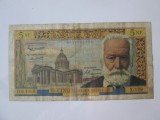 Rara! Franta 5 Nouveaux Francs 1964 Victor Hugo,bancnota din imagini