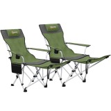 Outsunny Set de 2 Scaune de Camping Pliabile cu Suport pentru Picioare Detașabil, 82x100x88 cm, Negru | Aosom Romania