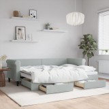 Cumpara ieftin Pat de zi cu extensie și sertare, gri deschis 80x200 cm catifea