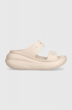 Crocs papuci Classic Crush Sandal femei, culoarea roz, toc pană 207670