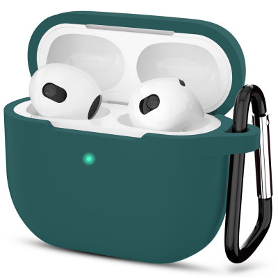 Husa de protectie compatibila apple airpods 3, smooth ultrathin material, dark green foto