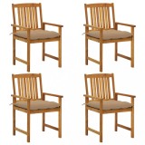 vidaXL Scaune de grădină cu perne, 4 buc., lemn masiv de acacia 3061204