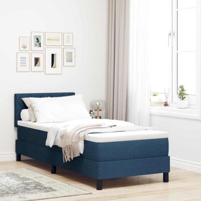 vidaXL Pat boxspring cu saltea cu saltea albastru 80 x 200 cm țesătură 3338726 foto