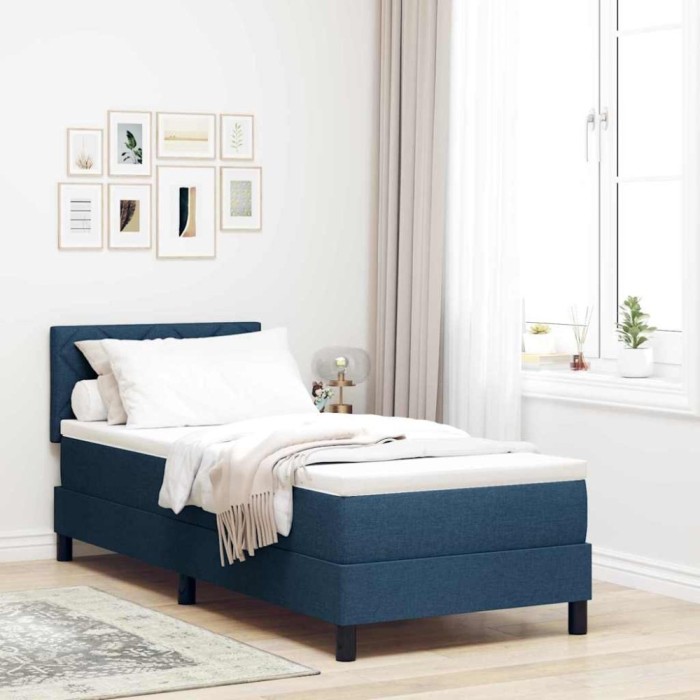 vidaXL Pat boxspring cu saltea cu saltea albastru 80 x 200 cm țesătură 3338726