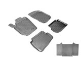 Covorase Cauciuc Tip Tavita Skoda Fabia 2007-2014 + Protectie Tunel Spate, Negre, ALM
