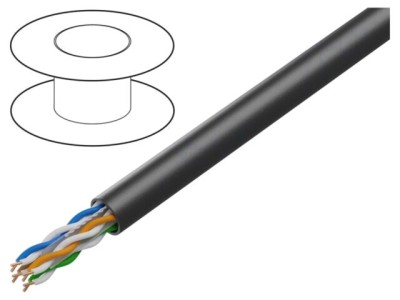 Cablu U/UTP LANBERG 4x2x23AWG CCA PVC negru 305m &amp;Oslash;5,6mm foto