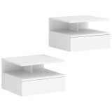 HOMCOM Set de 2 Noptiere Suspendate cu Sertar și Raft Deschis, 35x32x22.5 cm, Alb | Aosom Romania